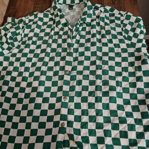 Wild Fable Green and White Checkered Casual Shirt